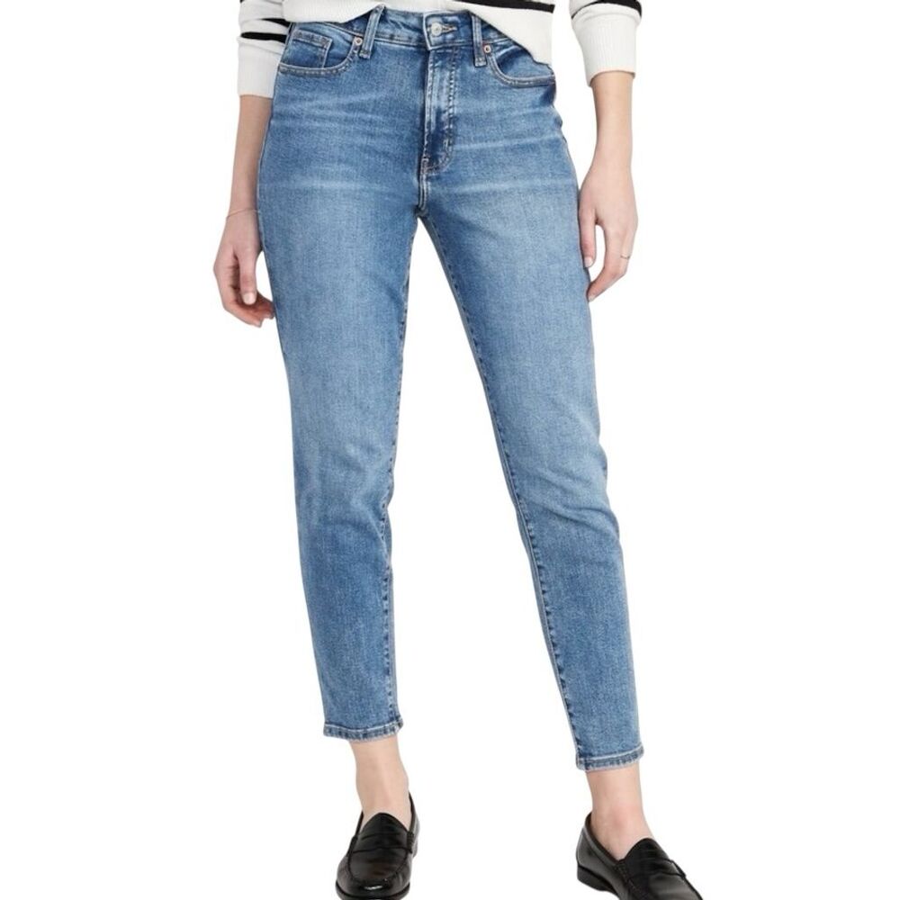 Old Navy Extra Stretch High Rise O.G. Straight Button Fly Jeans 10 Long Tall